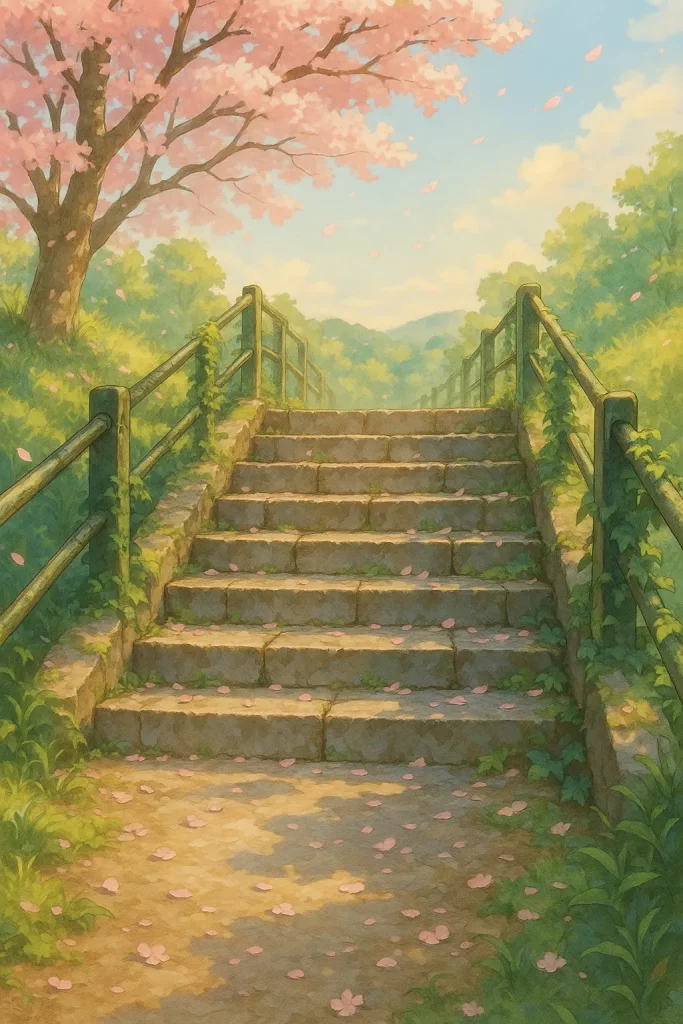 30 ChatGPT Prompts for Beautiful Anime Landscapes Ivy-Covered Stone Staircase