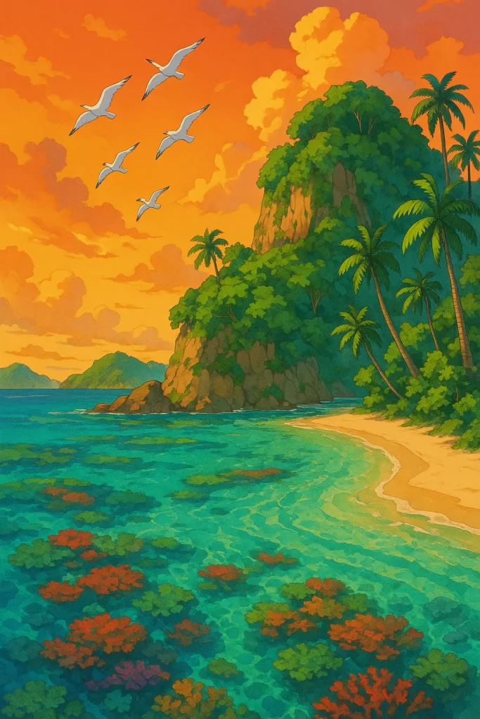 30 ChatGPT Prompts for Beautiful Anime Landscapes Tropical Island Cove