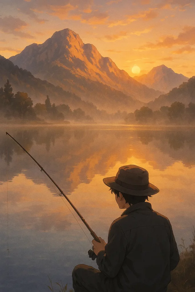 30 ChatGPT Prompts for Beautiful Anime Landscapes Lakeside Sunrise Fishing