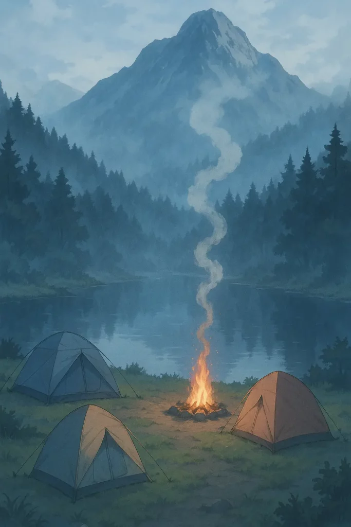 30 ChatGPT Prompts for Beautiful Anime Landscapes Lakeside Morning Campsite