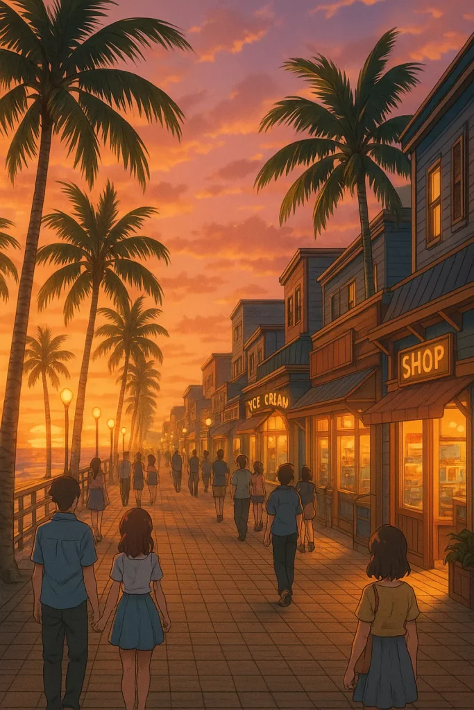 30 ChatGPT Prompts for Beautiful Anime Landscapes Sunset Beach Boardwalk
