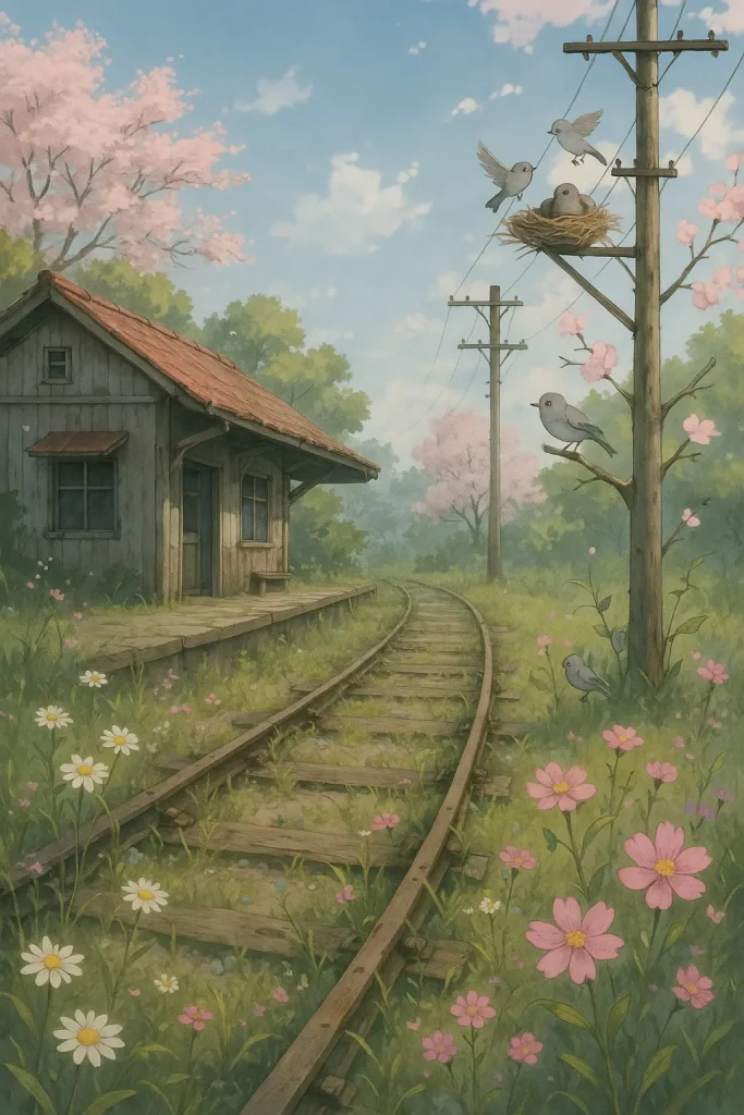 30 ChatGPT Prompts for Beautiful Anime Landscapes Abandoned Spring Train Station