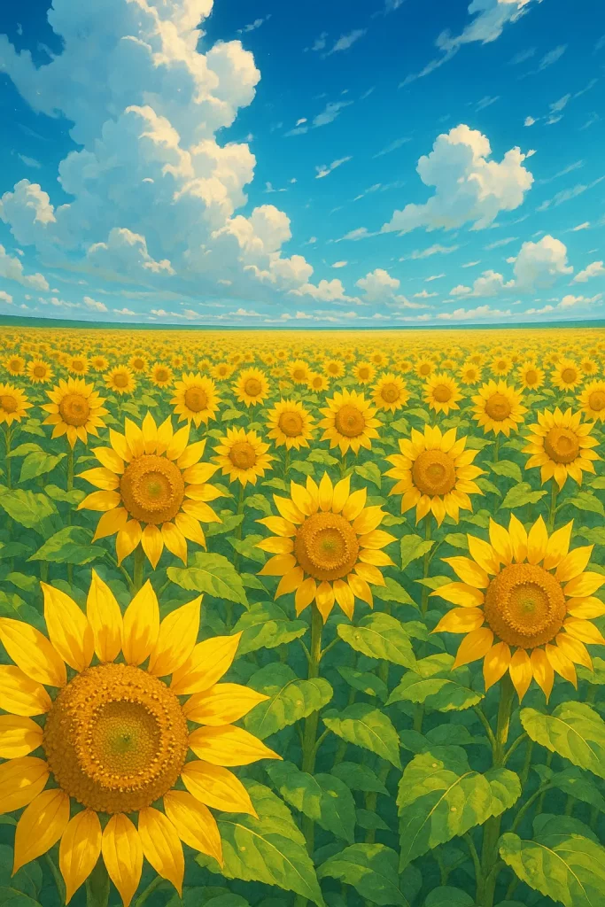 30 ChatGPT Prompts for Beautiful Anime Landscapes Sunflower Field Vista