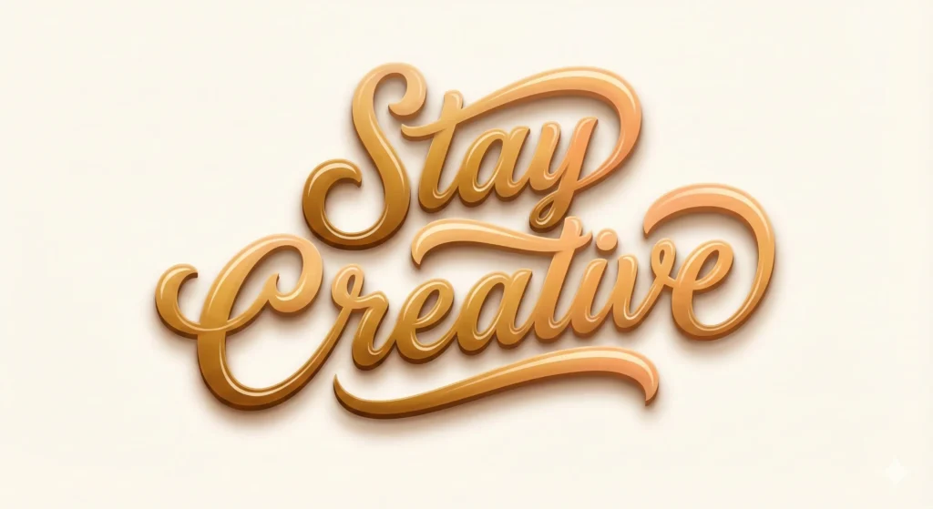 10 Use Cases of Gemini Nano Banana Pro You Should Know Create a stylish typography design that features the phrase ‘Stay Creative’ in bold artistic lettering. Use smooth curves, soft highlights, and a neat layout. Add gentle shadows to give depth while keeping the background plain to let the text shine.