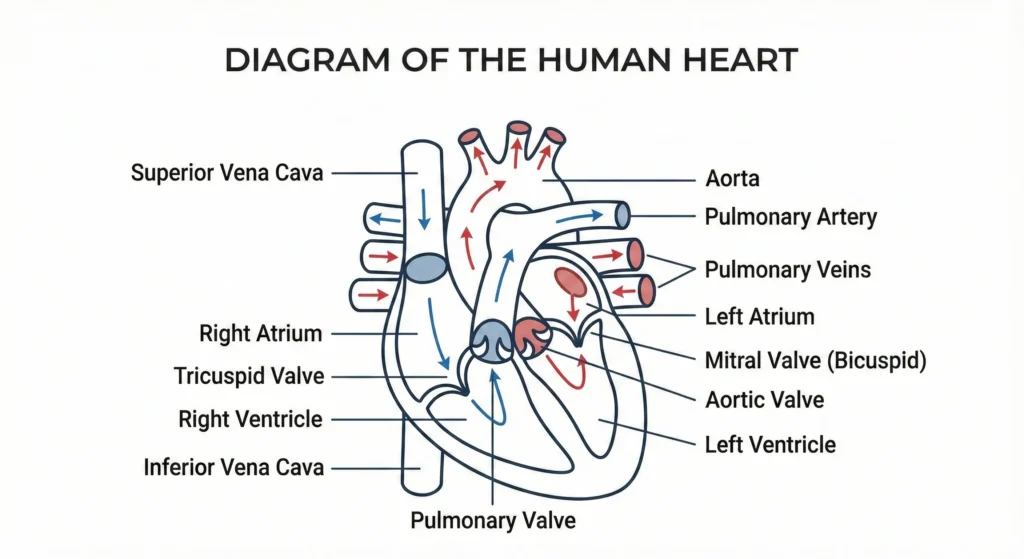 10 Use Cases of Gemini Nano Banana Pro You Should Know Create a clear diagram of heart on a plain white background. Use neat lines, simple shapes, and balanced spacing. Add labels in clean text so every part is easy to understand. Keep the layout tidy and visually appealing, and make sure the diagram looks like it is created for educational use.