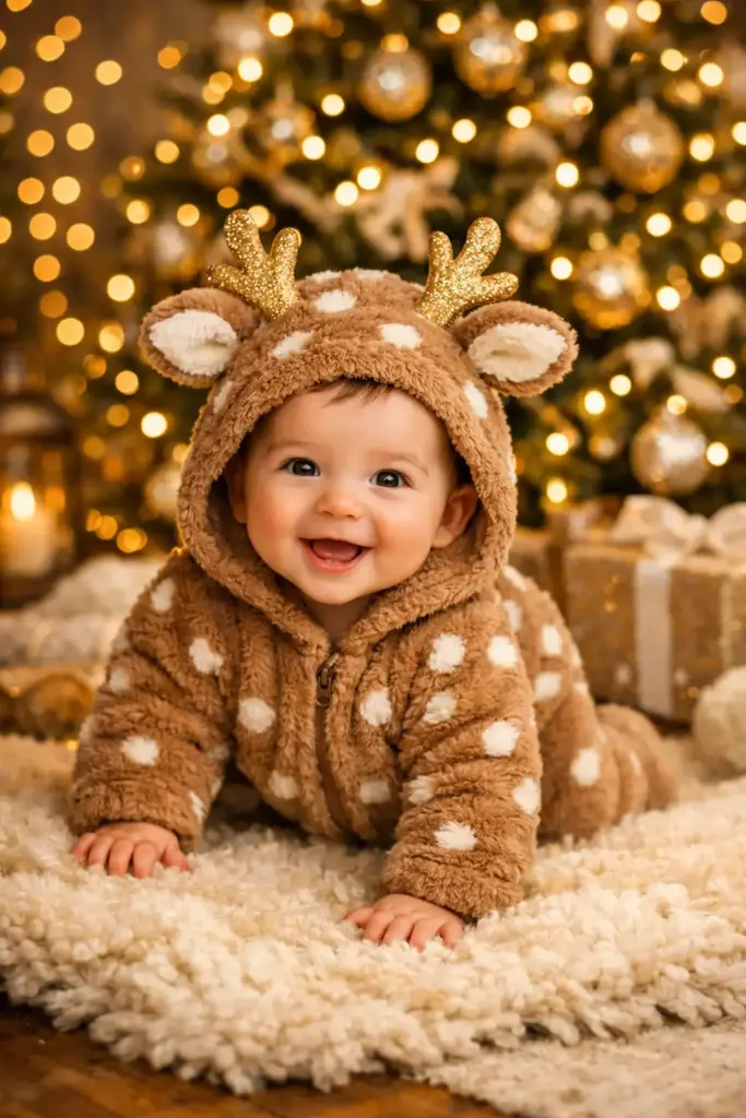 10 ChatGPT Prompts for Christmas Photos Adorable Baby Reindeer Onesie