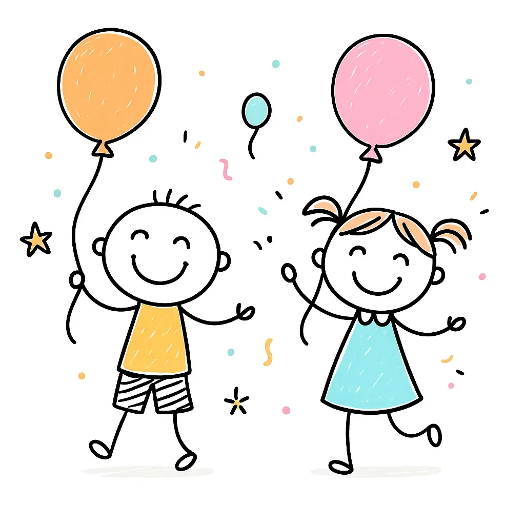 How to Create Cute Children Illustrations Using ChatGPT Children with Balloons