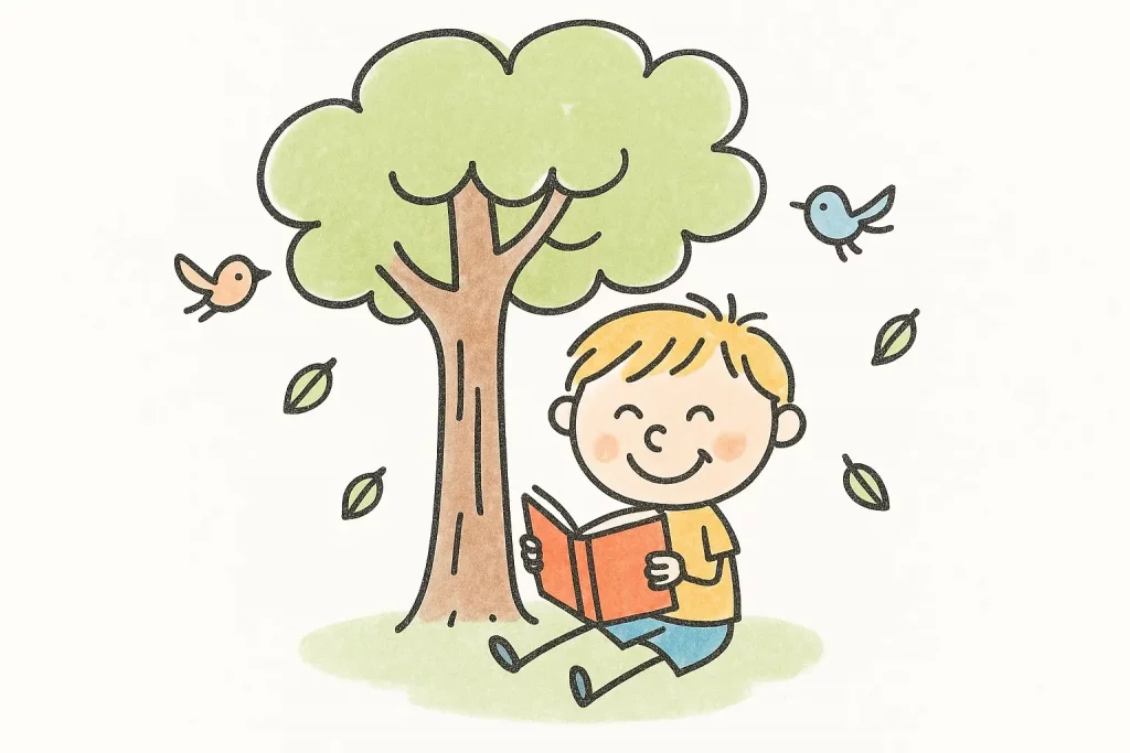 How to Create Cute Children Illustrations Using ChatGPT Reading Under the Tree
