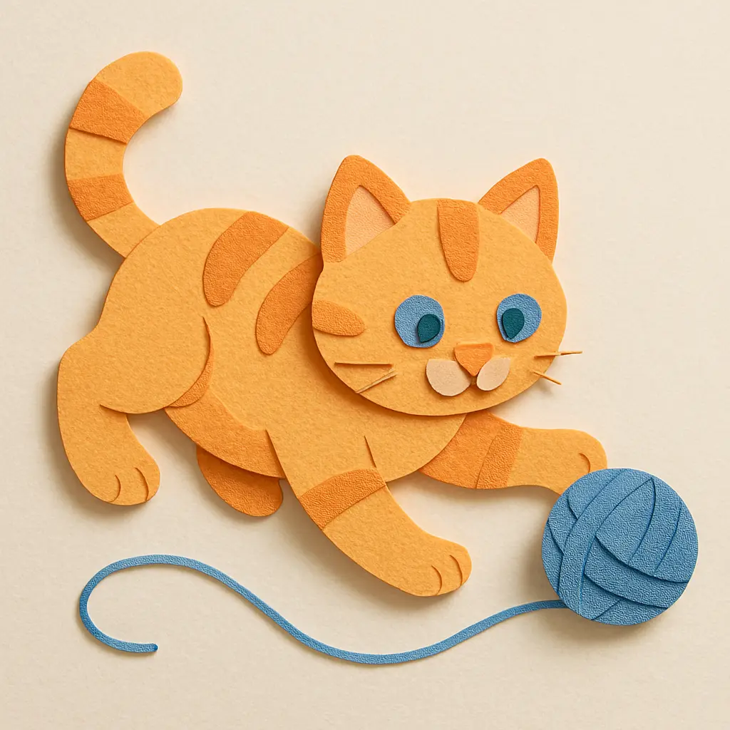 How to Create Paper Craft Illustrations Using ChatGPT Cat Chasing Yarn