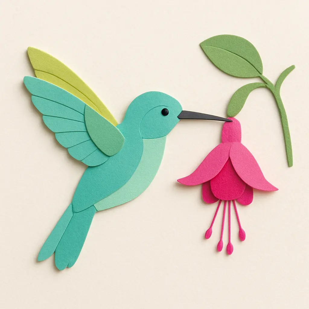 How to Create Paper Craft Illustrations Using ChatGPT Hummingbird and Flower