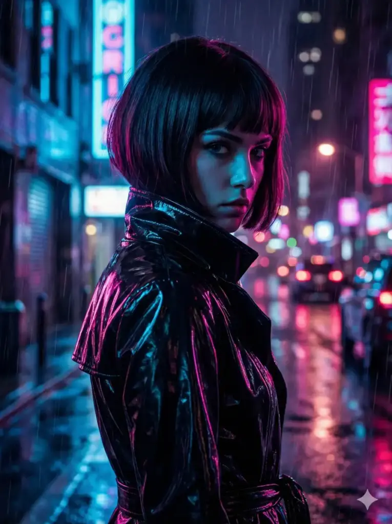 10 Gemini Nano Banana Pro Prompts for High Contrast Cinematic Portraits Cyberpunk Rain