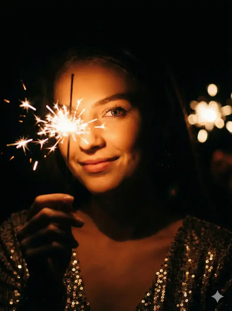 10 Gemini Nano Banana Pro Prompts for High Contrast Cinematic Portraits Sparkler Celebration