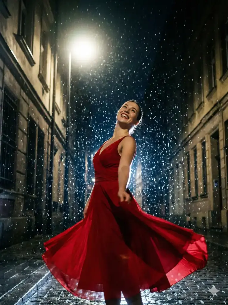 10 Gemini Nano Banana Pro Prompts for High Contrast Cinematic Portraits Dancing in the Rain
