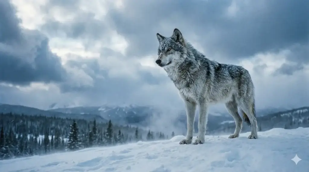 21 Gemini Nano Banana Pro Prompts for Stunning Wildlife Photos Wolf on Snowy Ridge