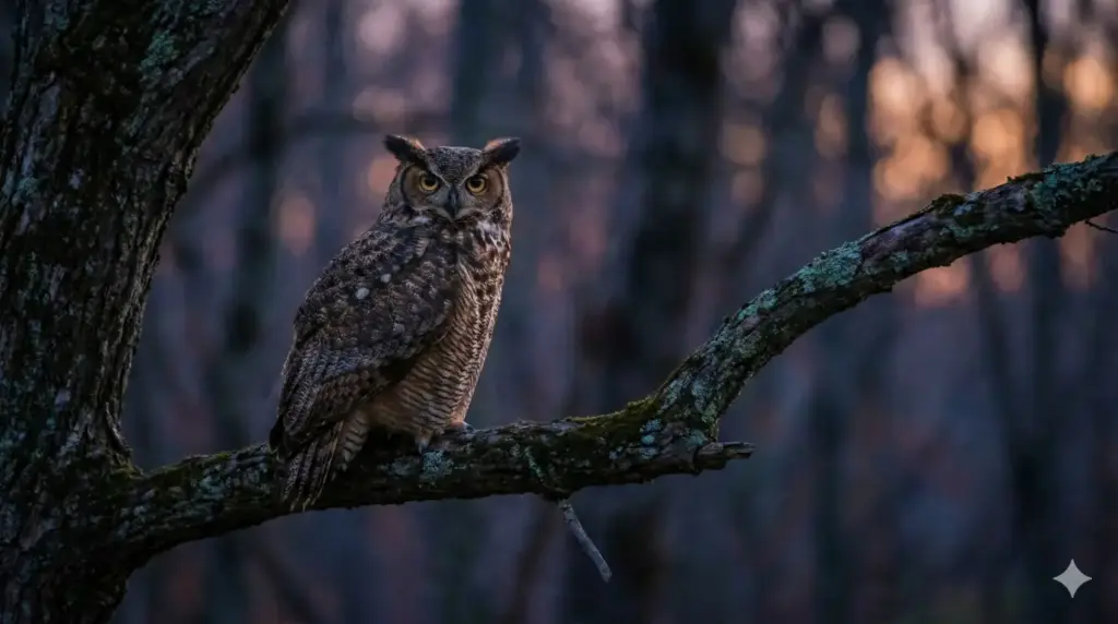 21 Gemini Nano Banana Pro Prompts for Stunning Wildlife Photos Great Horned Owl at Dusk
