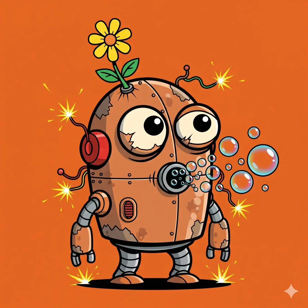 How to Create Quirky Cartoon Characters Using Gemini Short-Circuiting Garden Robot