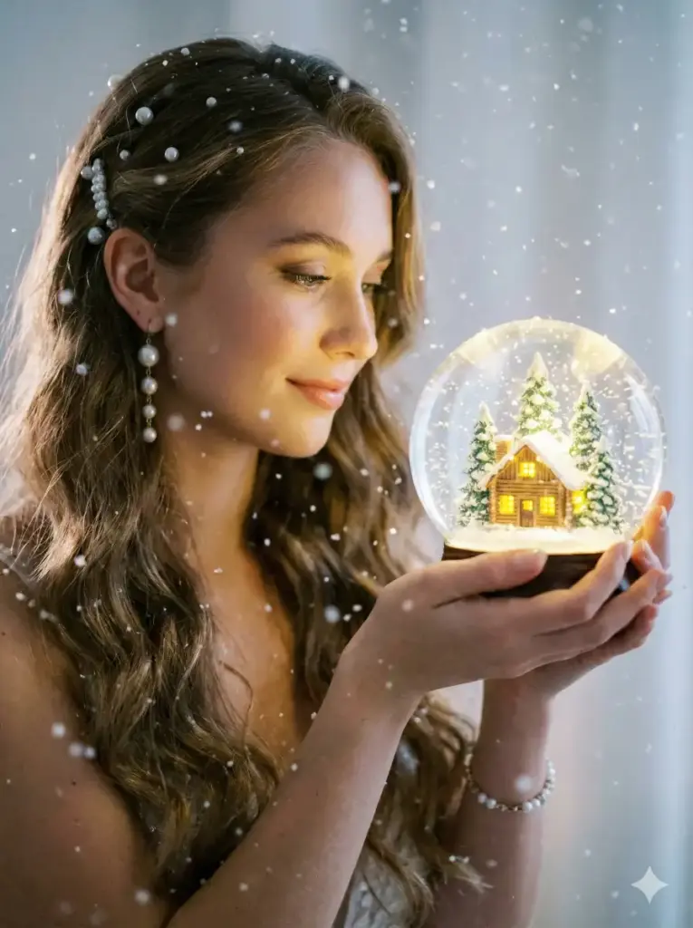 Glowing Snow Globe with Pearl Accents