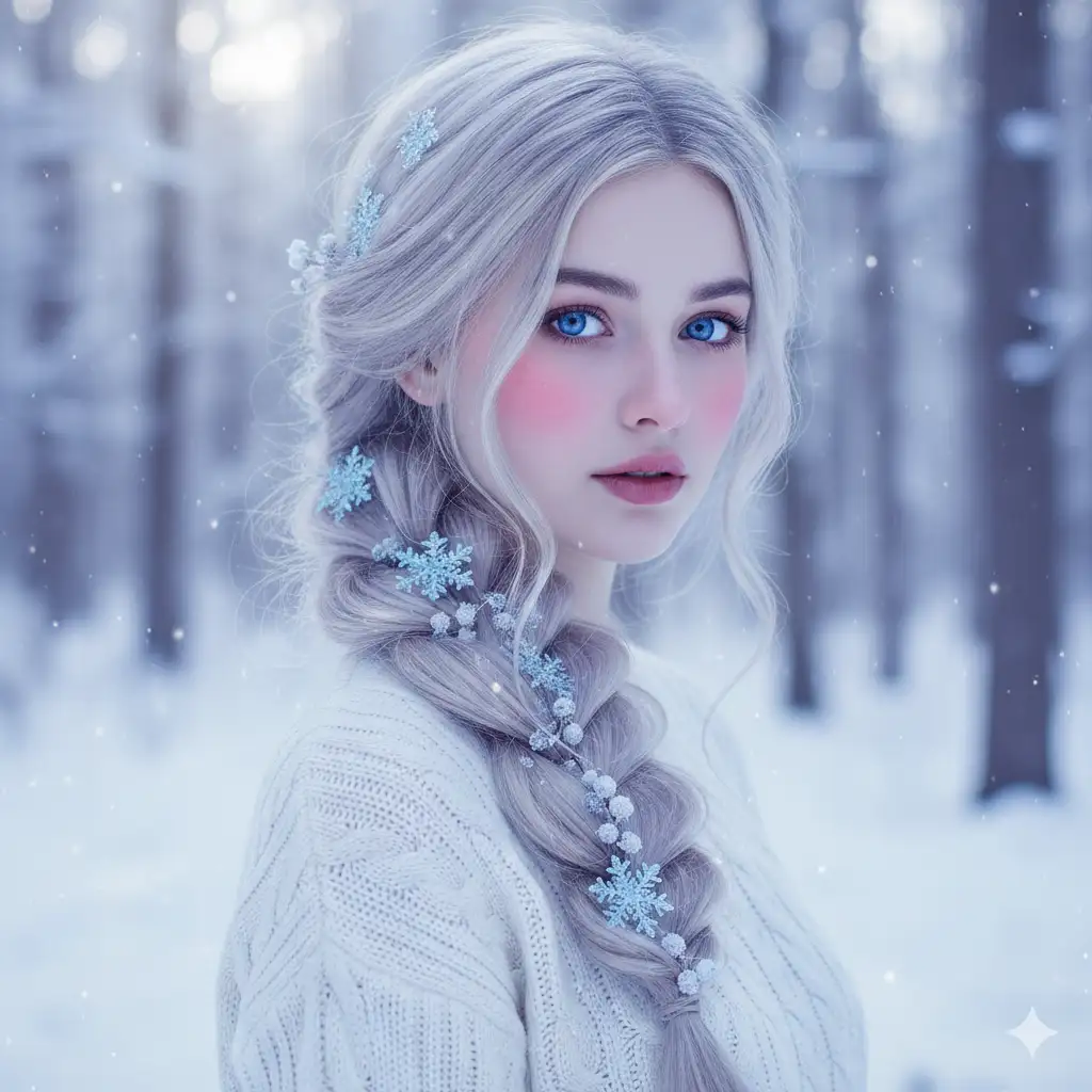 21 Gemini Prompts for Stunning Winter Photos Ice Princess Braid