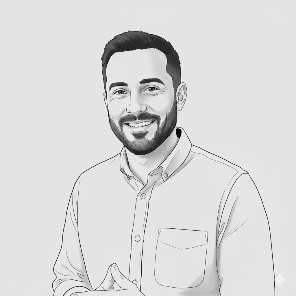 How to Turn Your Photo into Beautiful Sketch Using Gemini Nano Banana Create a clean black and white vector sketch portrait of the person in this photo in a minimalist style. Show the head and upper shoulders. Use smooth shading and bold contour lines with a balanced mix of realism and simplicity. The expression should be confident and calm. The background should be plain light gray or white. The art style should look like a digital ink drawing with subtle gradients for depth.