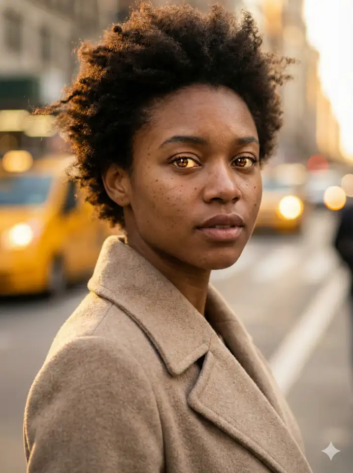 Young Woman, NYC Street, Golden Hour