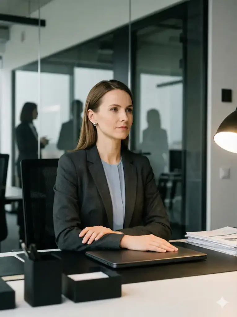 Woman Seated at Work Desk