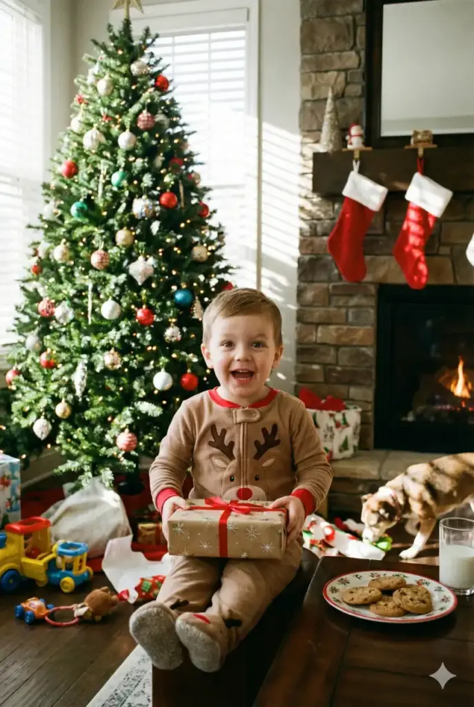 Little Boy's Christmas Morning Joy