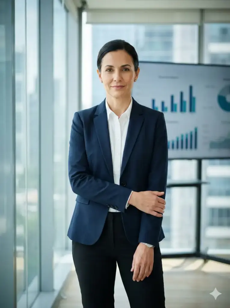 Businesswoman in Modern Glass Office