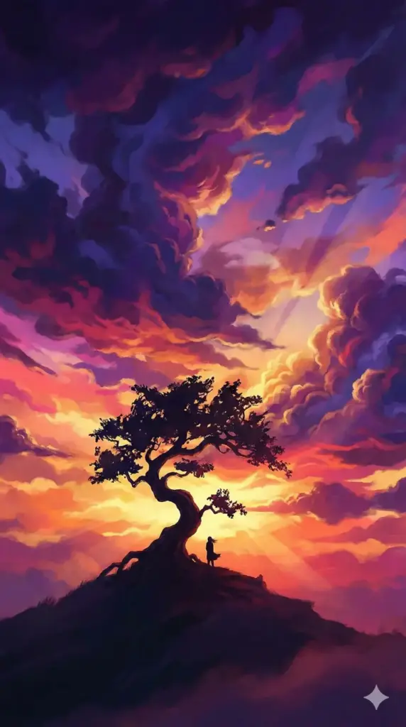 Dramatic Sunset Tree Silhouette