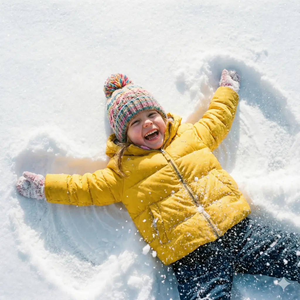 21 Gemini Nano Banana Pro Prompts for Holiday Photos Little Girl Making Snow Angels