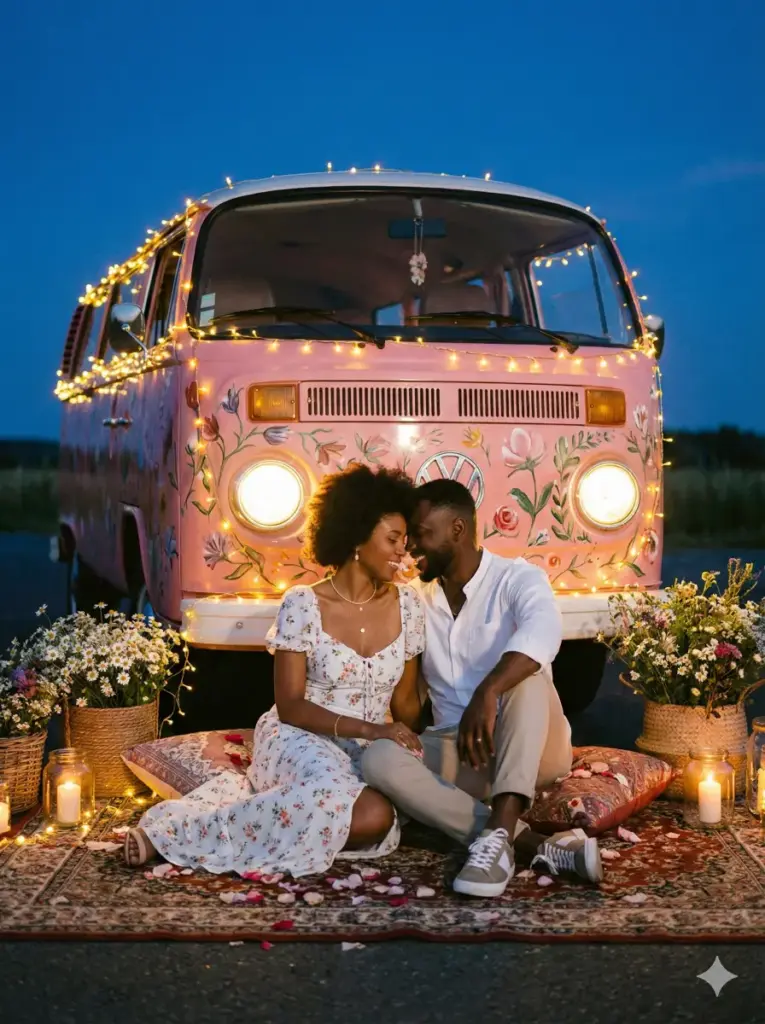 15 Gemini Nano Banana Pro Prompts for Couple Photos Vintage Van Magic Hour