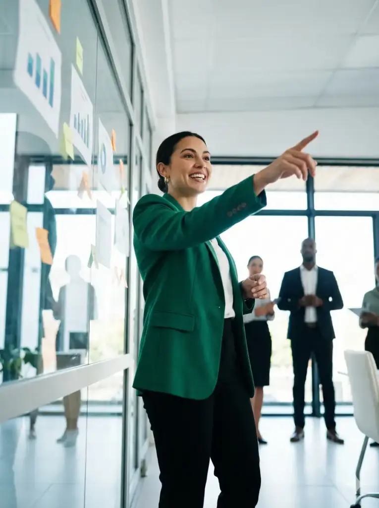 Woman Leading a Dynamic Presentation