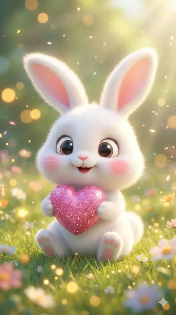 Fluffy Bunny with Heart