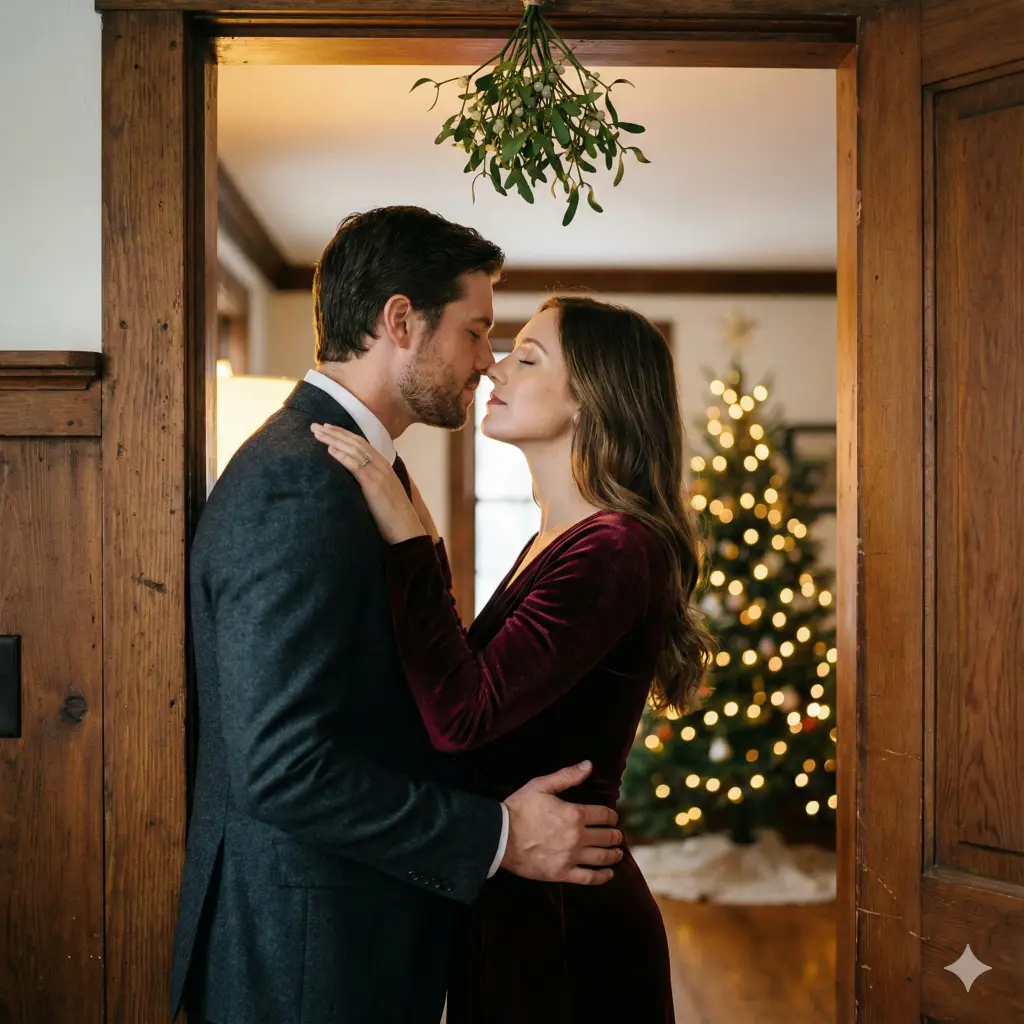 21 Gemini Nano Banana Pro Prompts for Holiday Photos Couple Beneath Mistletoe